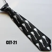 Модный галстук с принтом гитары 7 см для девочек и мальчиков, тонкий узкий ленивый галстук, легко тянет веревку, галстук, свадьба в европейском стиле 21