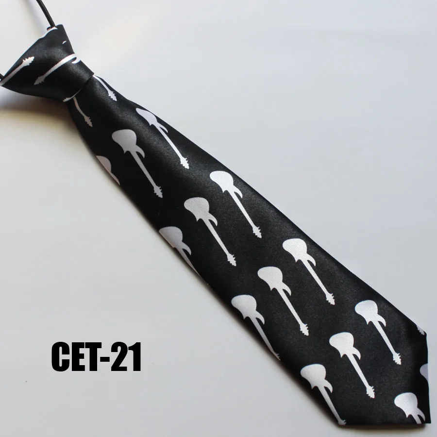 

Fashion 7cm Guitar Print Necktie For Girls and Boys Slim Narrow Lazy Tie Easy To Pull Rope Neckwear European Style Wedding 21