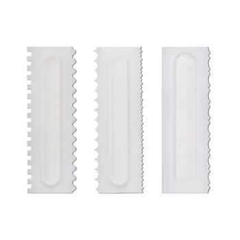 

3PCS Shapes Cake Decorating Comb Icing Smoother Cake Scraper Pastry Baking Tool plastic