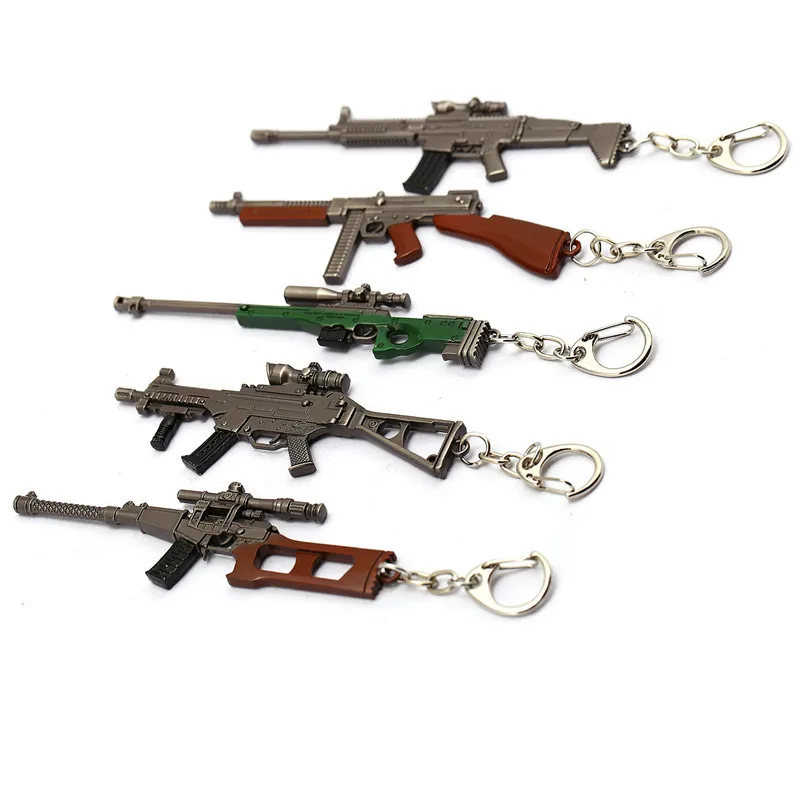

J Store Mixed Game PUBG Playerunknown's Battlegrounds Metal Alloy Gun Model Keychain Stranger Things Chaveiro Men Souvenir