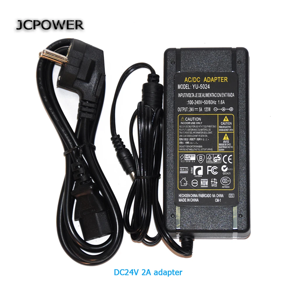 JC Мощность DC24V Питание AC 100 до 240 В до 24 В 1A 2A 3A 4A 5A трансформатора ЕС США адаптер для 24 В 5050 3528 Лампы