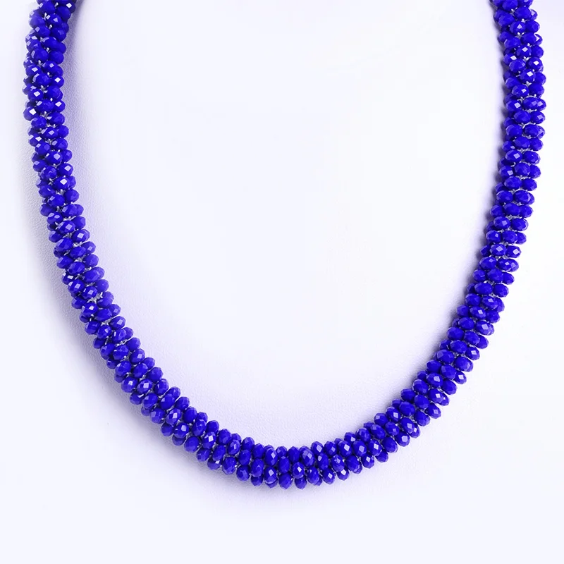 Новое модное ювелирное изделие в богемном стиле, многоцветные AB многогранные хрустальные фарфоровые бусы с магнитной застежкой, Женское Ожерелье - Окраска металла: dark blue