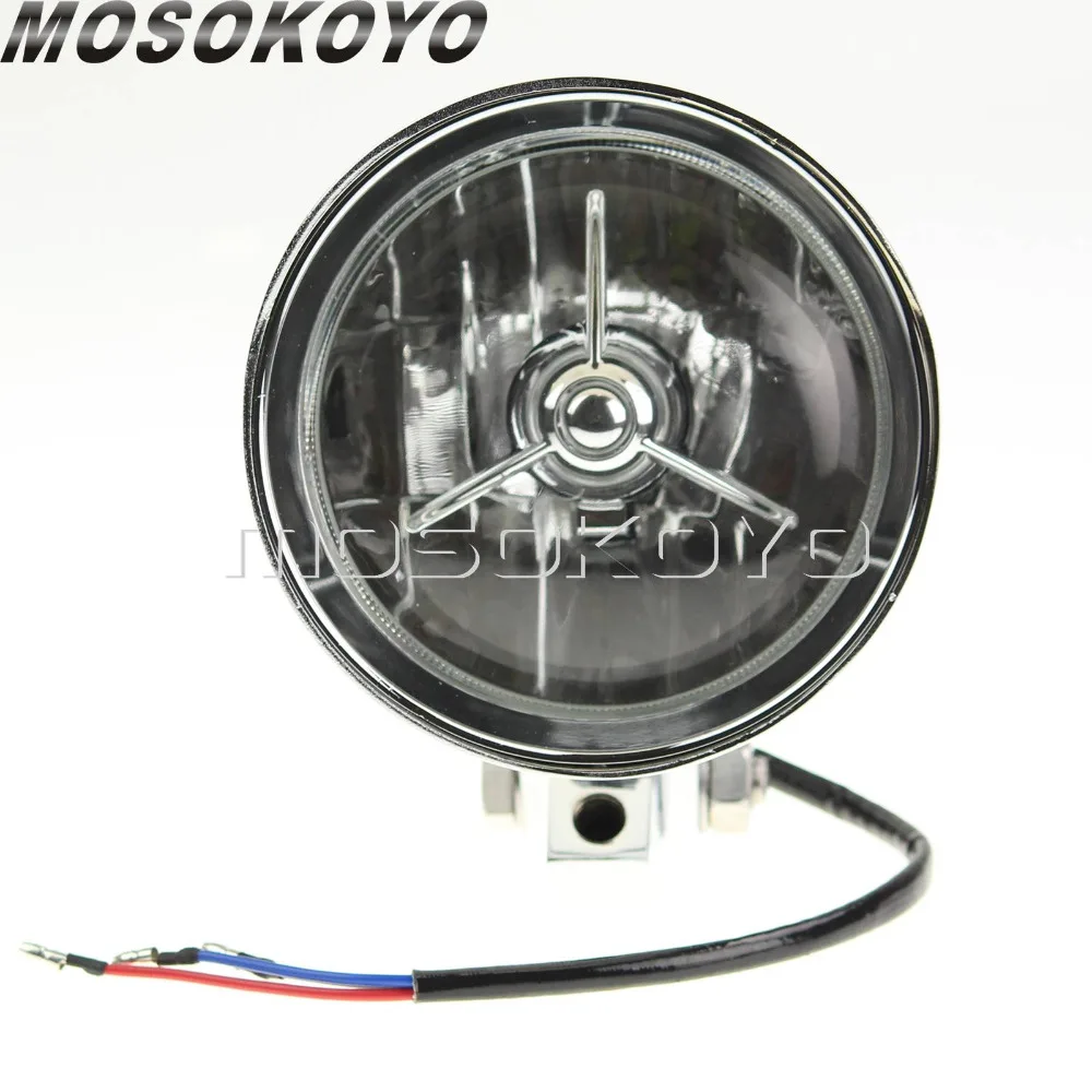 Хромированная передняя фара для мотоцикла H4 12V 60/55W с высоким и низким светом для Harley Кафе Racer Chopper Sportster с нижним креплением