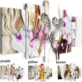 

Direct Selling Prints Wall Artwork HD Modular Pictures 5 Pieces Orchid Flowers Poster Canvas Painting Frame Room Home Decoration