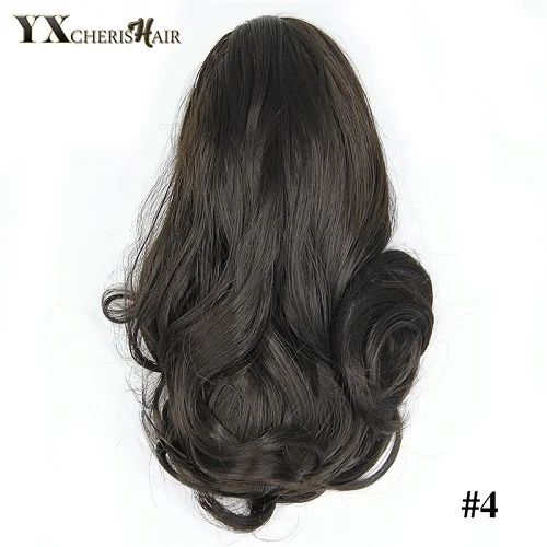 YXCHERISHAIR, 10 дюймов, заколки для волос, конские хвосты, синтетические кудрявые вьющиеся волосы для наращивания, для женщин, девушек, натуральные, черные, светлые, коричневые - Цвет: 4