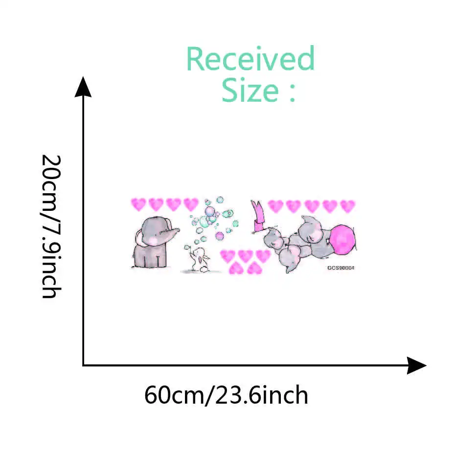 Теплый слон кролик животное стикер на стену розовое сердце наклейки своими руками для детей Детская комната для маленьких девочек домашнее декоративное искусство винилы Фреска - Цвет: GCS90004