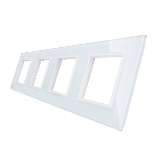 Livolo Роскошный белый хрустальный стеклянный переключатель панель, 294 мм* 80 мм, стандарт ЕС, четырехместный стеклянная панель для настенного гнезда C7-4SR-11 - Цвет: white