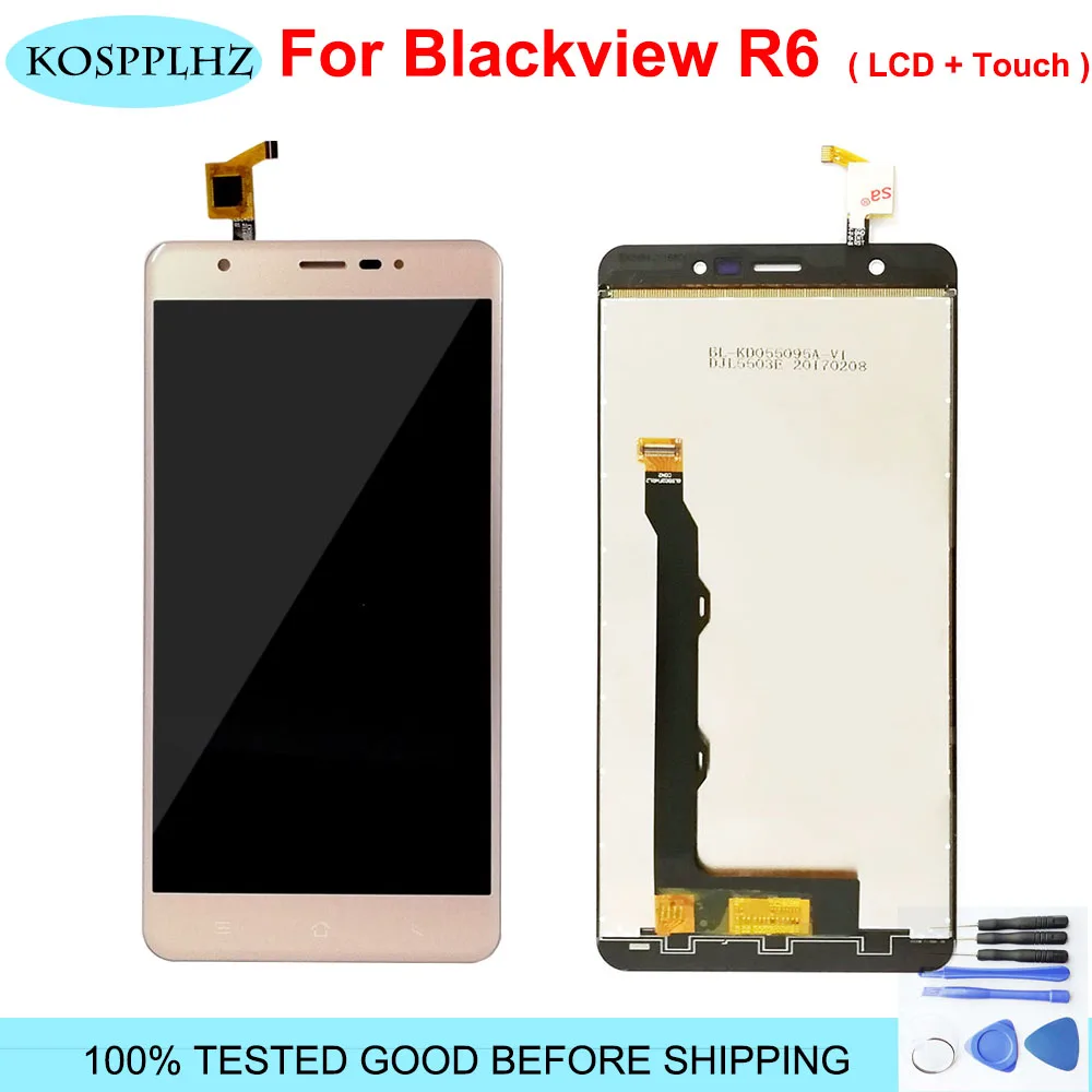 

KOSPPLHZ 100% Tested Screen For 5.5 inch Blackview R6 LCD Display+Touch Screen Digitizer Assembly Replacement R6 LITE +tools