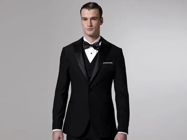 Красивый черный с острым отворотом Две кнопки Мода Terno Masculino красивый тонкий подходит Высокое качество смокинги 3 шт. на заказ личный