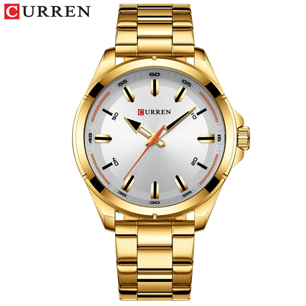 

CURREN Men's Quartz Analog Wrist Watch Stainless Steel 30m Waterproof Fashion Business Gold Watches for Men Gift Wristwatch