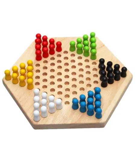 Good deal Traditional Hexagon Wooden Chinese Checkers Family Game Set