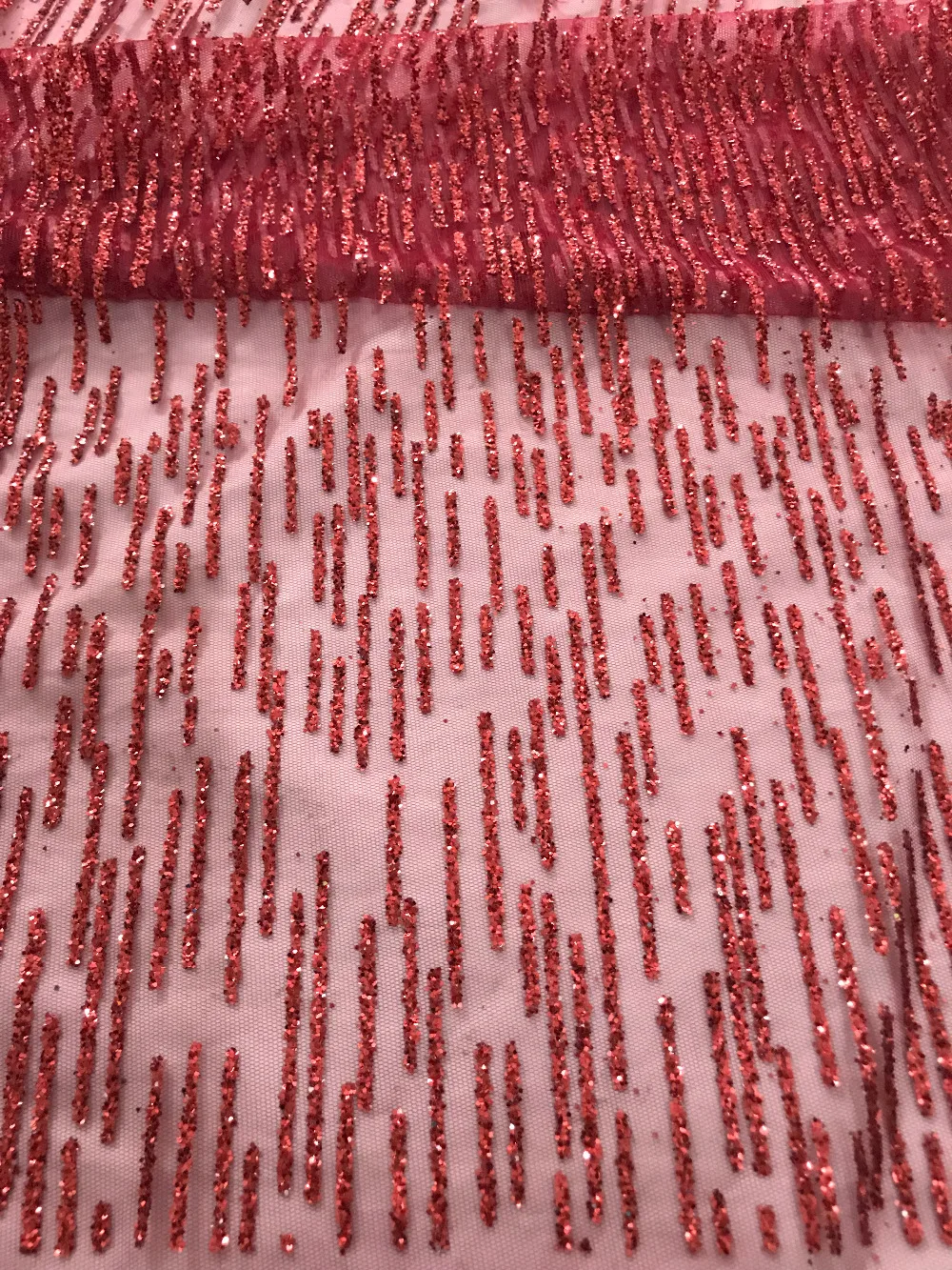 

high quality french tulle lace fabric African sequins net lace RED glitter fabric for wedding dress