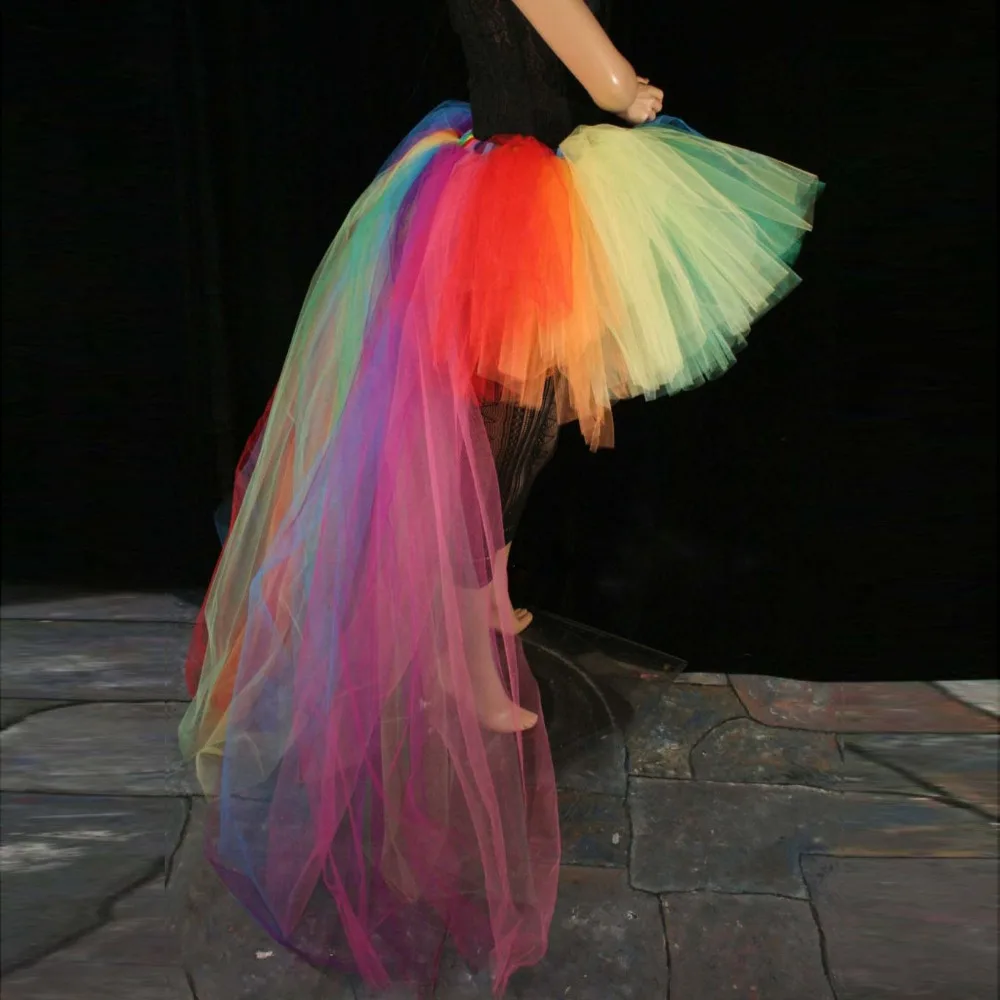 Rainbow tutu tulle skirt hi low pride Wedding fantasy Formal trail bridal party bustle dance prom carnival costume