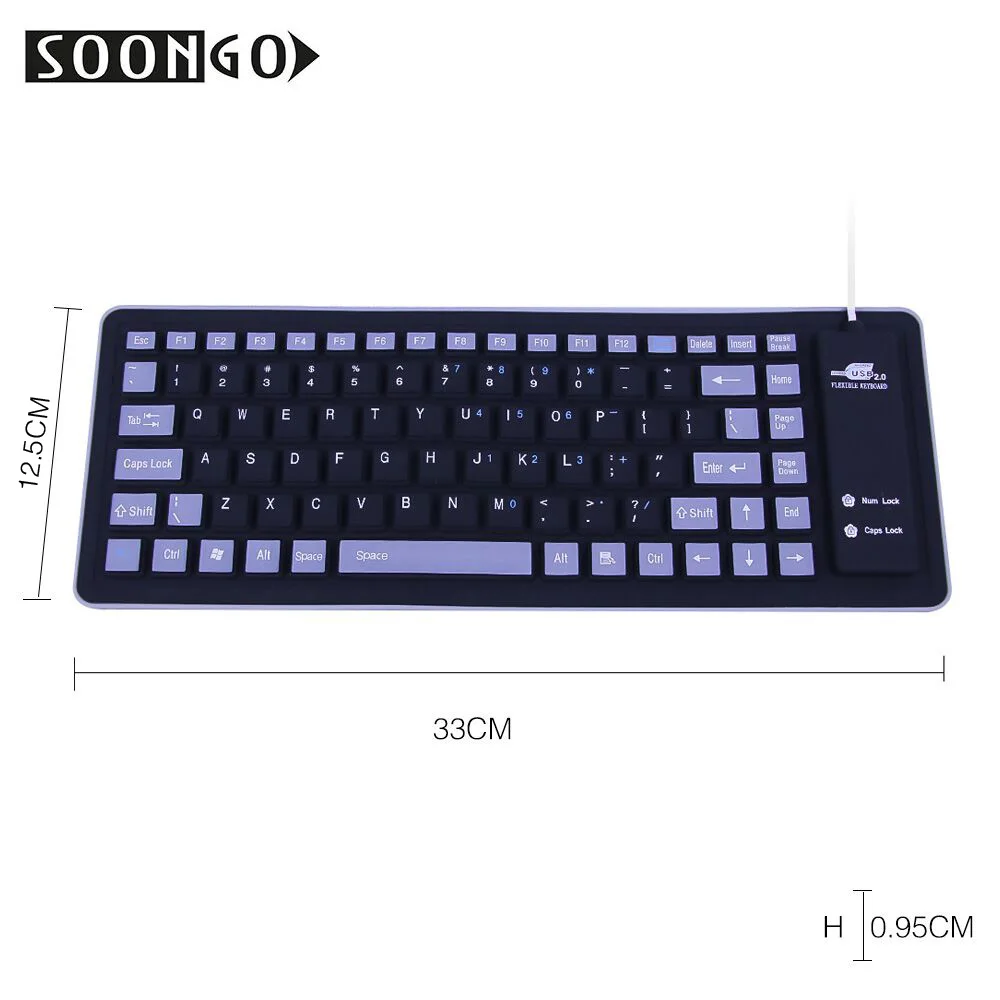 Mini Wired Silicone Soft Keyboard Folding Flexible Slim Gamer Universal Portable Roll-up Clavier Multicolor PC Tablet Laptop (5)