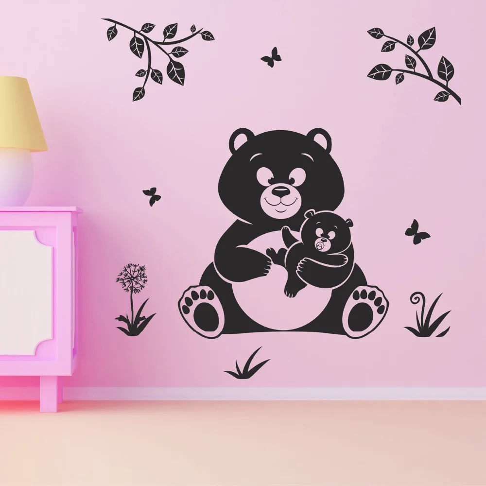 

Removable Money and Baby Bear Wall Sticker for kids Bedroom Wall Art Decor Cute Bear DIY Home Room Wall Vinyl Adesivo WA-50