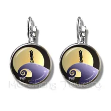 Кошмар перед Рождеством серьги-гвоздики с рисунком 16 мм Джек и Салли стеклянные серьги с выпуклыми вставками подарки на Хэллоуин