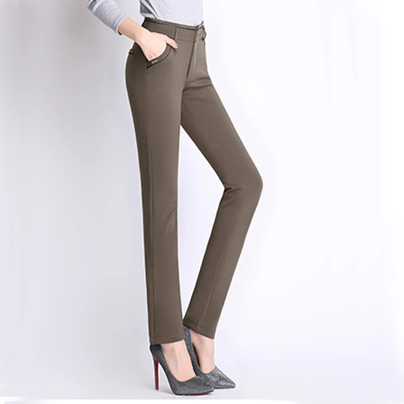 Hot Sale Spring Autumn Formal Pencil Pants women thicken Slim High waist trousers big size 27 34 