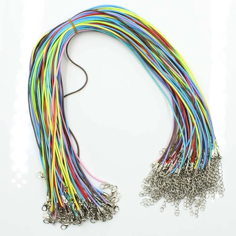 mix color 10 шт. настоящие кожаные регулируемые плетеные веревочные ожерелья ручной работы и Подвески фурнитура застежка-карабин шнур - Окраска металла: mix color