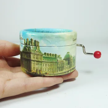 

Paper hand crank music box Paris city style customized melody Angela's gifts free shipping Christmas birthday unusual gifts