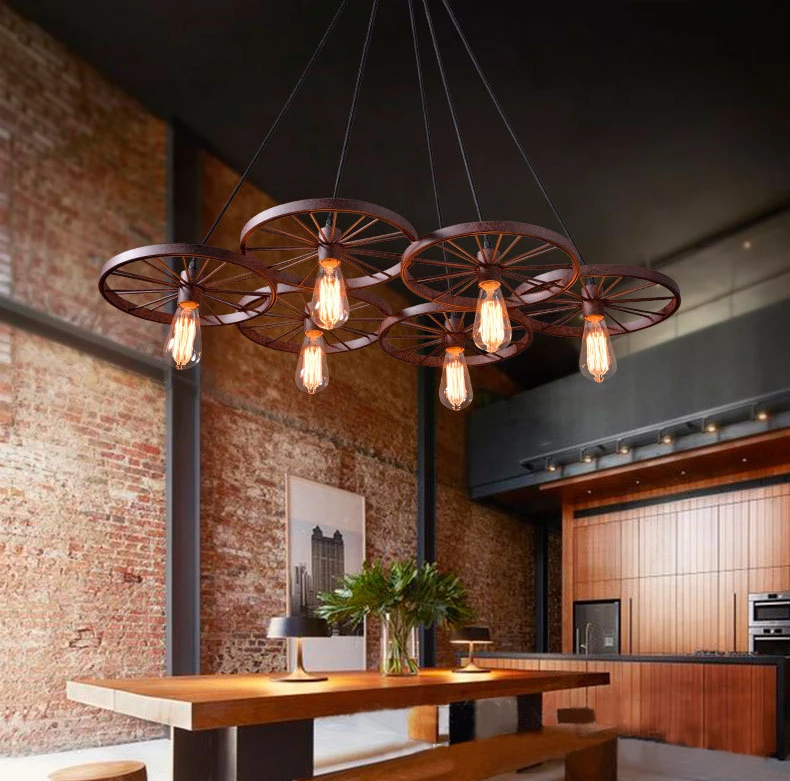 Free Shipping Loft Pendant Lights Wheel Chandelier Rustic Vintage Free Shipping Loft Pendant Lights Wheel Chandelier Rustic Vintage Retro Countryliving Room Dining Entry Metal Painting In From
