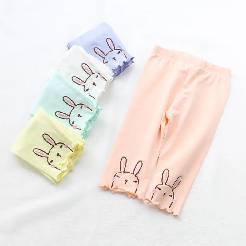 

DENDITH Girls Knee length rabbit pattern pants cotton Children Clothing kids leggings Baby Girls Pants summer cotton
