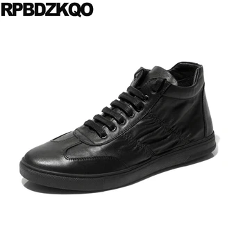 

Hip Hop British Style Real Leather Men Shoes Casual High Top Sneakers Quality Genuine Luxury Trainers Skate Black Cow Spring