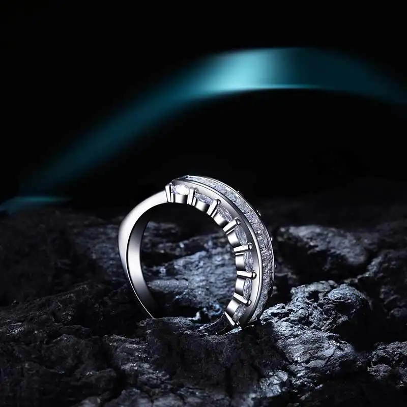 Hainon Luxury White Zircon Stone Ring New Fashion Silver Color Engagement Ring Vintage Wedding Rings For Women Bridal Ring