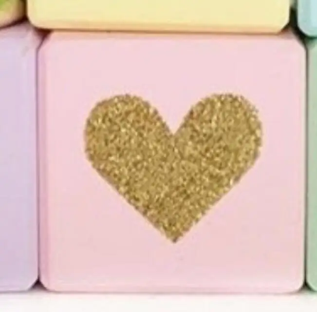 Деревянный Блестящий сердечный блок(5*5*5 см), украшение для детской комнаты, наклейка для детской комнаты, милый декоративный элемент - Цвет: 1pc pink