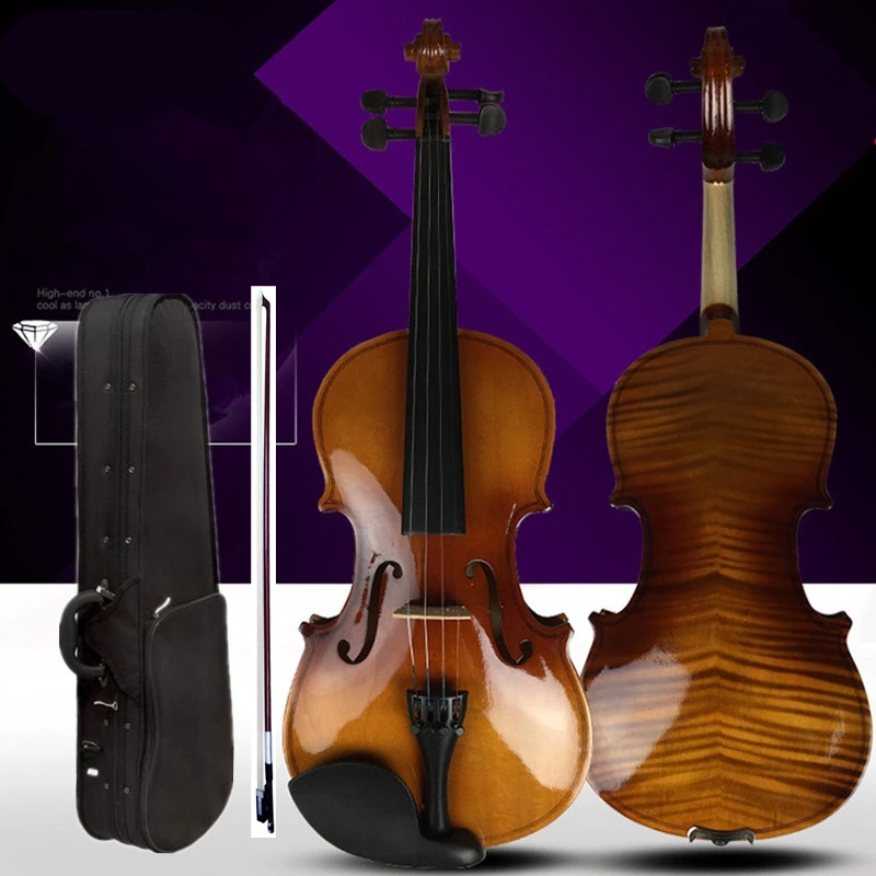 

4/4 Violin Technology Pattern Tiger Pattern Children Adult Solid Wood Grading Performance violin Beginners Manual V010