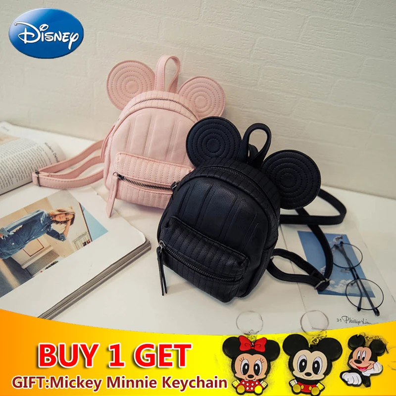 

Disney Mickey Mouse Cartoon Women's Mini PU Women Backpack 2019 New Cute Girl Student Handbag Portable Travel Plush Backpack