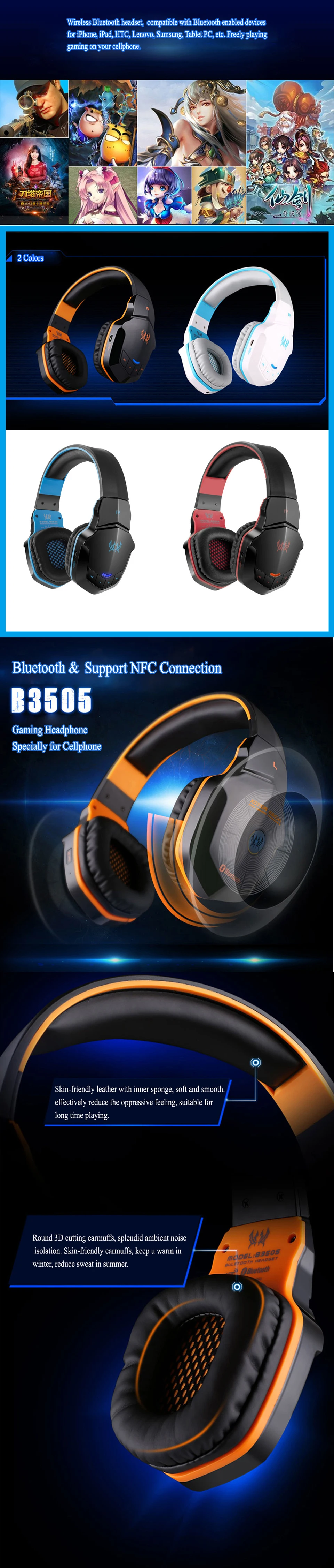 KOTION EACH Earphones Wireless Bluetooth Headset Sport Stereo Headphone For Phone Wireless Gaming Headset Bass HIFI Microphone