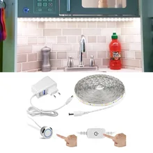 Светодиодный светильник для шкафа с сенсорным выключателем, светильник с регулируемой яркостью, 220 В до 12 В постоянного тока, светодиодный настенный светильник для кухни, водонепроницаемый светильник с европейской вилкой