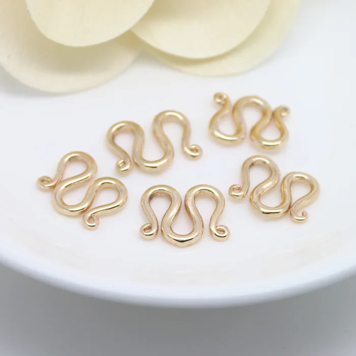 10PCS 10x13MM 24K Champagne Gold Color Plated Brass M Shape Necklace Clasps High Quality Diy Jewelry Accessories photo