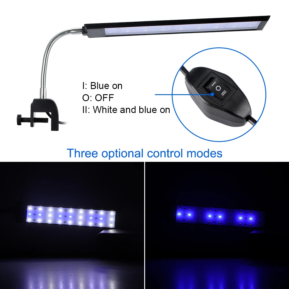 Fish Tank Clip Light Clamp Aquarium Light LED Clamp Fish Tank Light Adjustable Brightness High-Quality Lamp Bead