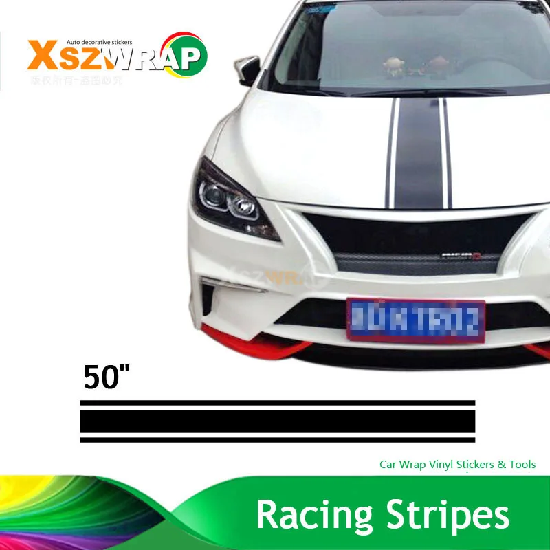 

(20*127cm/Roll) 50" Car Styling Hood Roof Tail Decal Vinyl Racing Stripe Sticker For AMG V40 DS4S Golf Polo Fit 308S TIIDA