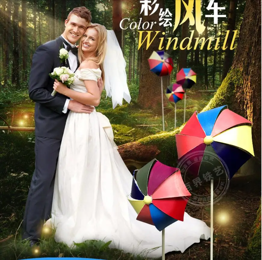 

The new idea can rotate the iron art color windmill to decorate the wedding window decoration.