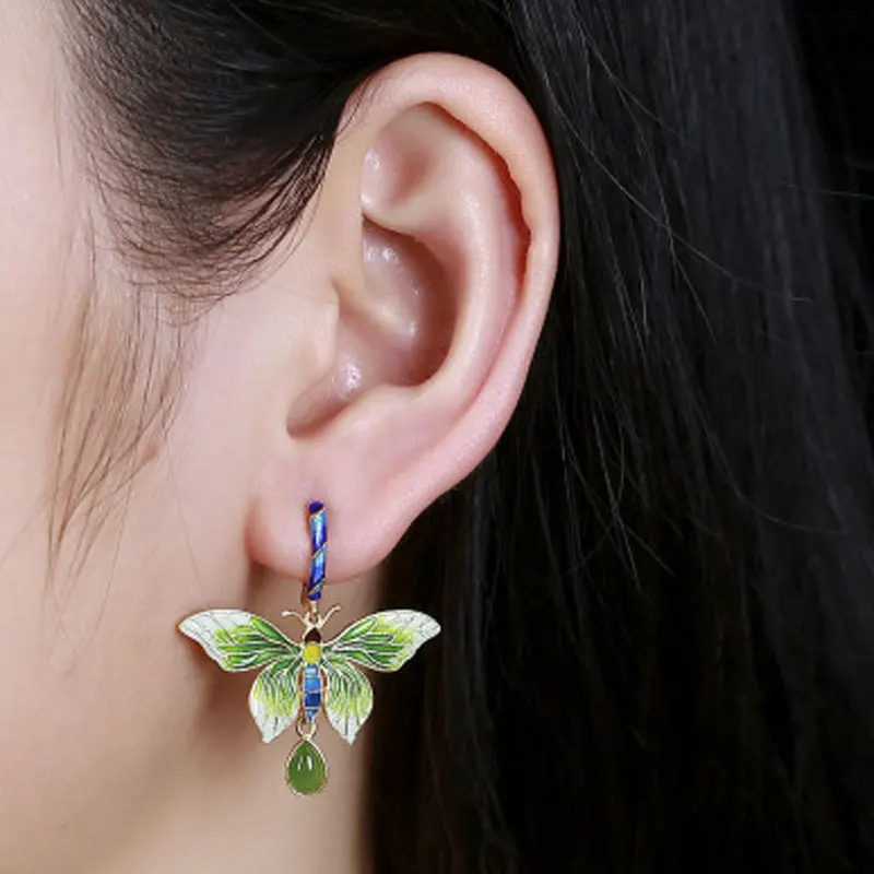 RADHORSE Jasper Earring Genuine 925 Sterling Silver Butterfly Modeling for Women Luxurious &amp Classic Style Fine Jewelry | Украшения и