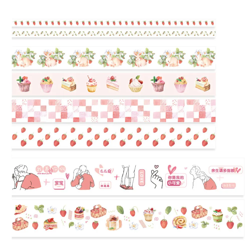 8 Rolls Masking Tape Stickers Retro Scrapbook Stationary Adhesive Handbook Paper DIY Flower Decorations Fresh Label | Игрушки и хобби