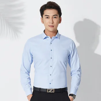 

Men's shirts high quality large size solid color office wear men's shirt men's shirt long sleeve business casual slim shirt