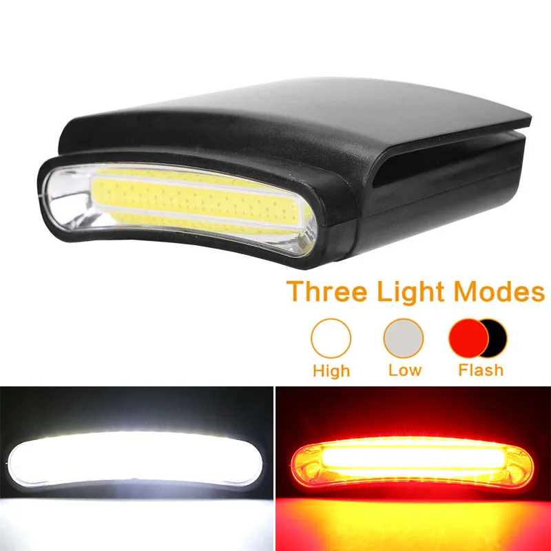 

Outdoor Headlamp Clip on Cap Hands free Red strobe COB LED Light Headlight Emergency Mini Flashlight