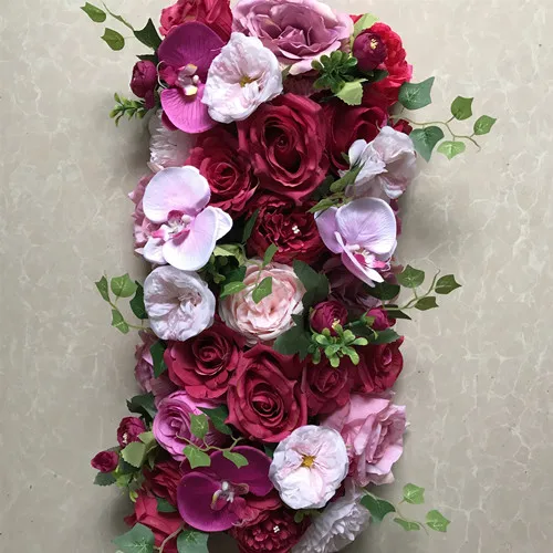 TONGFENG 10 шт./лот цветок бегун свадебное украшение искусственное шелк Роза Пион 3D цветок стены свадебное оформление украшение - Цвет: Черный