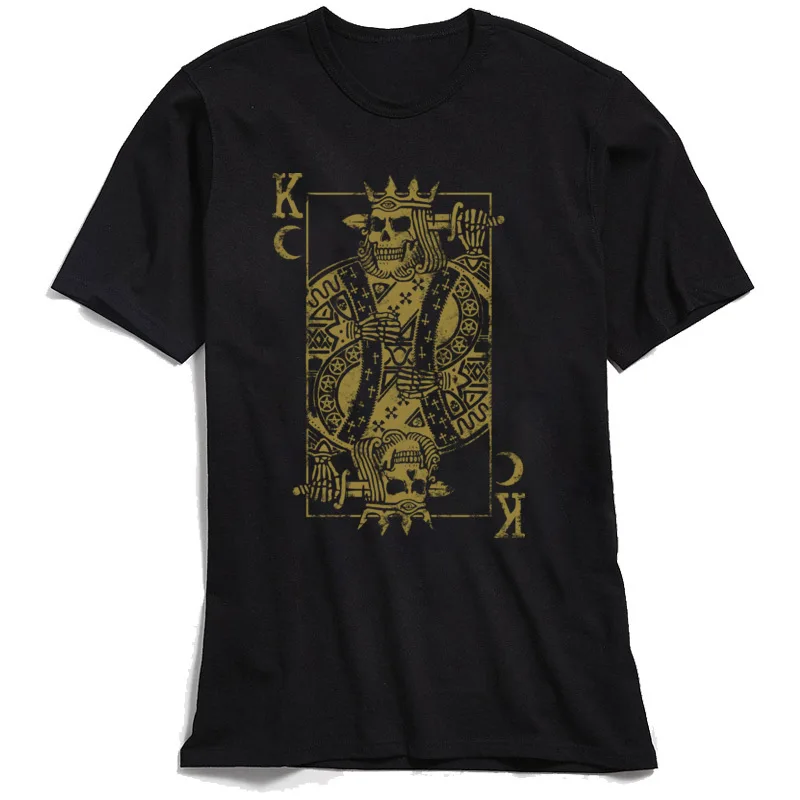 

Suicide King T-shirts Men Vintage Skulls Tshirt Black Tops T Shirt Short Sleeve Brand Crazy Tees 100% Cotton Clothes Poker Card