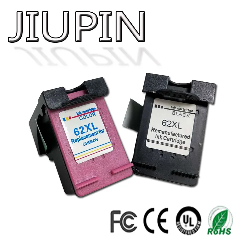 

JIUPIN 2PK Compatible for 62XL Ink Cartridge for hp62 62 5640 5660 7640 5540 5544 5545 5546 5548 Officejet 5740 5741 5742 5743 5
