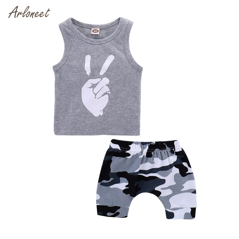 1Set Toddler Kid Baby Boys Letter Print Vest T-shirt+Short Pants Clothes Outfits