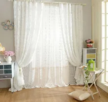 SunnyRain 1-Piece Rose Shaped White Tulle Curtain For Bedroom Living Room Sheer Curtains Luxury Drapes For Children Room