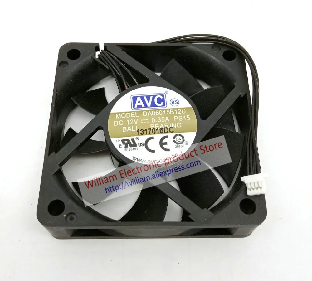 Новый Оригинальный AVC DA06015B12U DC12V 0.35A 60x60x15 мм 4 линии компьютер PWM вентилятор
