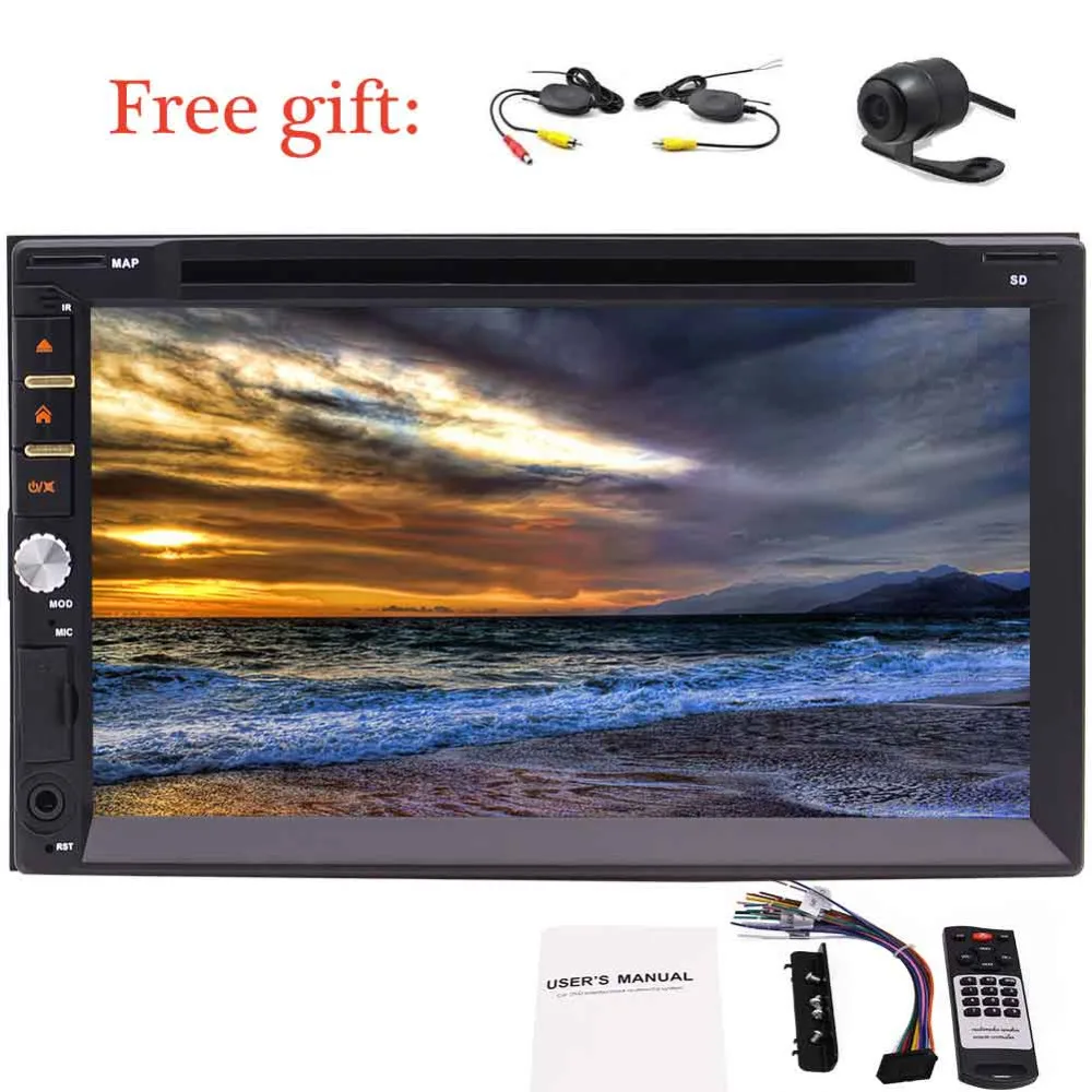 

Eincar Wireless rear view Camera parking+7'' Double din 2 Din car dvd cd player In-Dash Car radio Stereo Receiver 1080P Vid