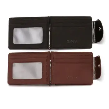 

1Pc Men Fashion PU Leather Credit Button Coin Pouch Wallet Money Clip Case Clip