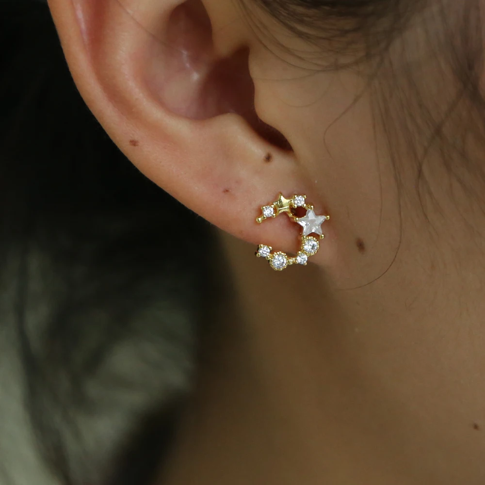 Модные минималистичные золотые серьги со звездами, простые серьги-гвоздики, ювелирные изделия для женщин, Рождественский подарок