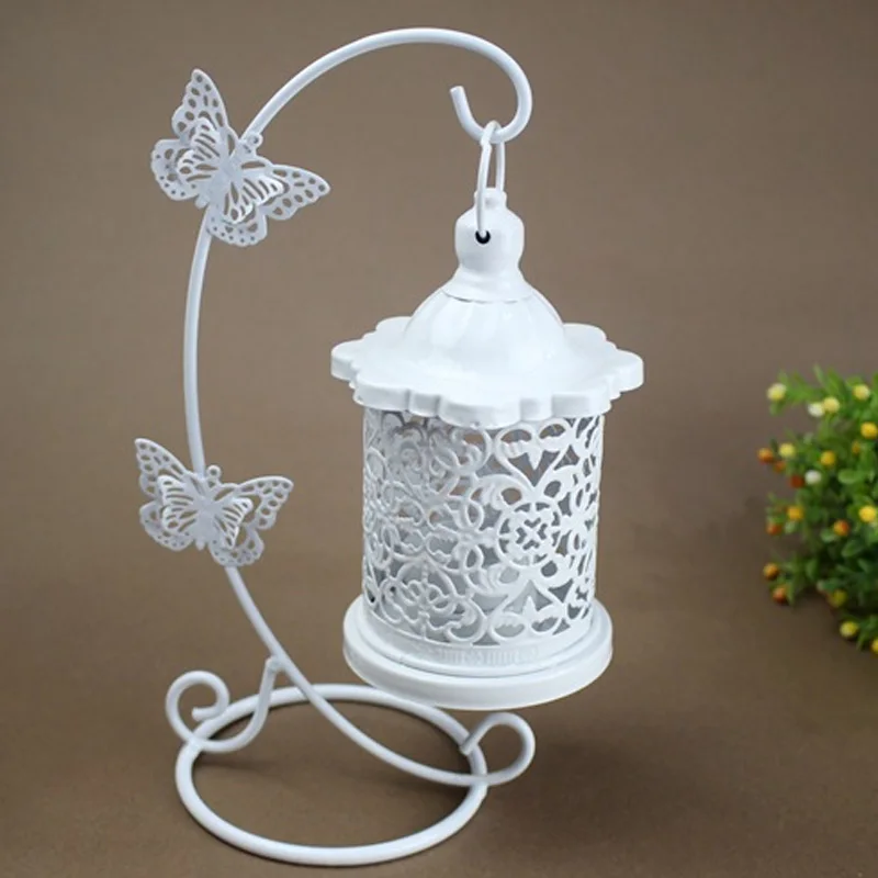 European Wrought Iron Hollow Candlestick Creative Butterfly Hook New Home Daily Crafts Decorative Ornaments